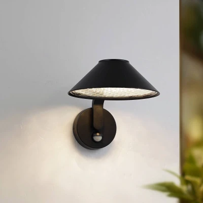 Afbeelding van Lindby LED wandlamp Capelo, zwart, aluminium, sensor, Ø20cm
