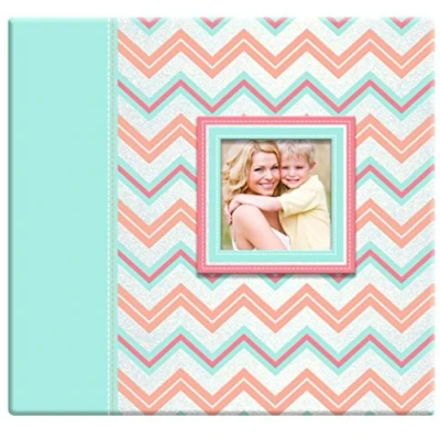 Afbeelding van MCS MBI Industries Pastel Glitter Chevron Scrapbook Album met 12 bij inch Top Load Pagina&#039;s, 13,5 12,625 Algemeen, Roze