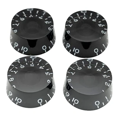 Afbeelding van Musiclily Pro Metrisch 18 Tandjes Gitaarknop Speed Knop Hatbox Style voor Les Paul Stijl Elektrische Gitaar, Zwart (4 Stuks)