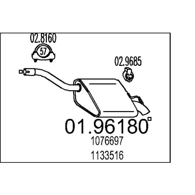 Afbeelding van MTS 01.96180 Einddemper 650mm