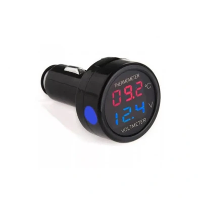 Afbeelding van Autoaccu voltmeter + thermometer Voor 12V en 24V accu&#039;s Met display