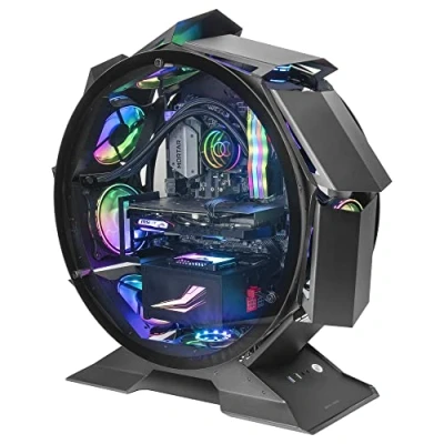 Afbeelding van Mars Gaming MCORB Zwart, Micro ATX XL PC Geval, Custom Ronde Ontwerp, Gehard Dubbele Beglazing