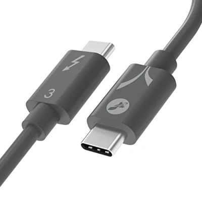 Afbeelding van Sabrent Thunderbolt 3 (Gecertificeerd) USB Type C kabel tot 40 Gbps Ondersteunt 100W (5A, 20V) Opladen E Mark chip (7,8&quot;/ 20 cm) in Grijs (CB T320 GRY)