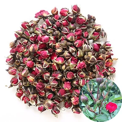 Afbeelding van TooGet Geurige Natuurlijke Diepe Rode Rozenknoppen Rozenblaadjes Gedroogde Gouden Rand Rozenbloemen Groothandel 4 OZ