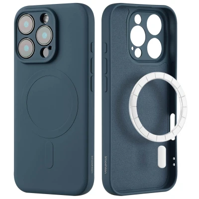 Afbeelding van Apple iPhone 16 Pro Max MagSafe Hoesje Siliconen en TPU (zacht) imoshion Softcase/Backcover Donkerblauw Telefoonhoesje