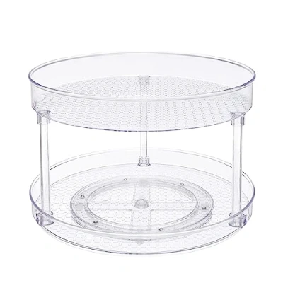Afbeelding van Amazon Basics Lazy Susan Draairek, 2 niveaus, transparant, organizer, 30,5 cm