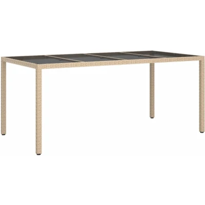 Afbeelding van vidaXL Tuintafel 190x90x75 cm gehard glas en poly rattan beige