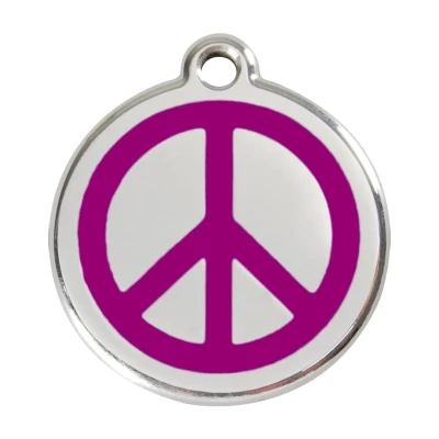 Afbeelding van Peace Purple roestvrijstalen hondenpenning large/groot dia. 3,8 cm RedDingo