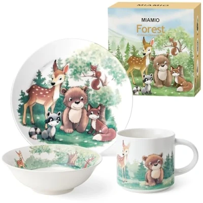 Afbeelding van MIAMIO Set de 3 Porzellan vaisselles pour enfants/Assiettes enfants, d&#039;assiette vaisselle des enfants Comprend une assiette, un bol et tasse (Bos)