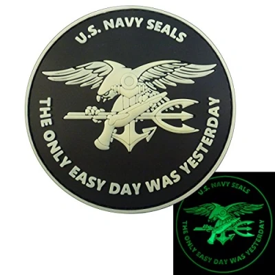 Afbeelding van Glow Dark US Navy Seals The Only Easy Day Was Yesterday DEVGRU Moral PVC Fastener Patch