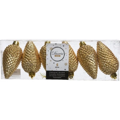Afbeelding van Kerst ornamenten Dennenappels 6 stuks (Goud)