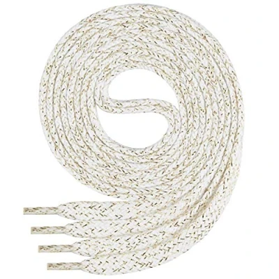 Afbeelding van Di Ficchiano Platte veters; van 100% katoen, voor sneakers en sportschoenen, zeer scheurvast, circa 7 mm breed wit/goud 110