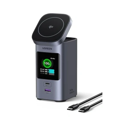 Afbeelding van UGREEN Nexode Power Bank 20000mAh 145W Max, met Qi2 certificering, 15W draadloos snel opladen, 2C1A TFT display, compatibel iPhone 16 Pro Max/Pro/16/15, MacBook en meer