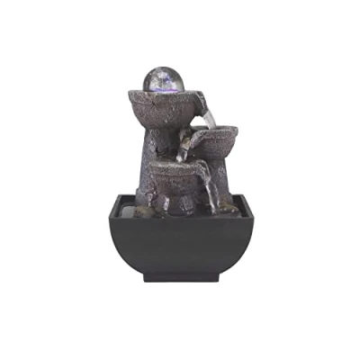 Afbeelding van BEPER P201UTP200 Zen Fontein met Led Verlichting Cascade Binnen Fontein, klein,hars/zwart