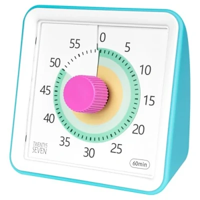 Afbeelding van Visuele timer met beschermhoes, 60 minuten afteltimer voor kinderen, autisme, ADHD, klaslokaal, thuiskantoor, aftelklok onderwijs, werk, vergaderingen, Pomodoro tijdmanagement,