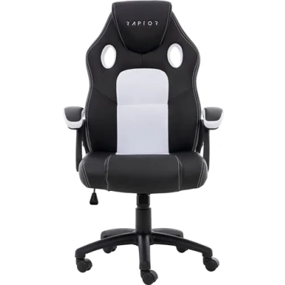 Afbeelding van Raptor Gaming stoel GS 40 PU + fabric zwart/weiß
