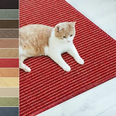 Afbeelding van Floordirekt Sisal krabmat, deurmat, tapijt,sisalmat, sterk &amp; verkrijgbaar in vele kleuren en maten (60 x 80 cm, rood)