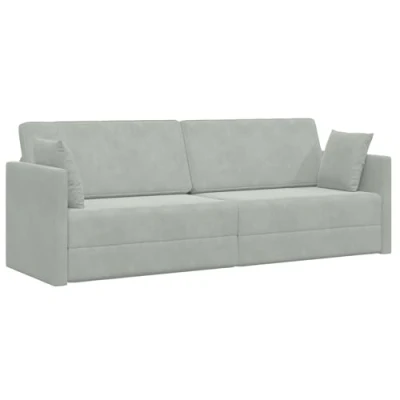 Afbeelding van vidaXL Vloer Sofa Bed 2 in 1 Lichtgrijs 213x144x60 cm Fluweel