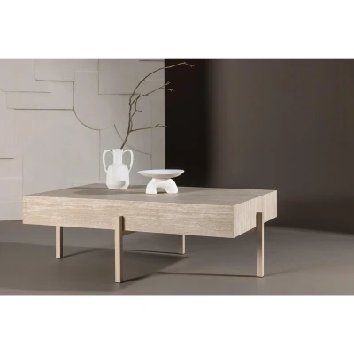 Afbeelding van Svea Secondo salontafel 82 x 126 cm travertin look Metaal