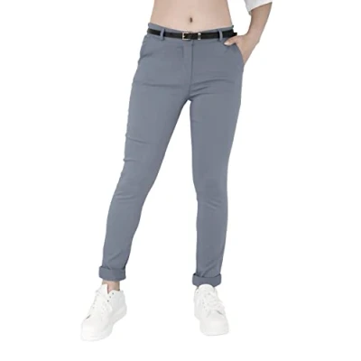 Afbeelding van JOPHY &amp; CO. Elastische chinobroek voor dames met riem (cod. 3008), Donkergrijs, XL