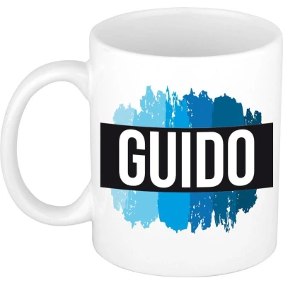 Afbeelding van Guido Naam / voornaam kado beker mok verfstrepen Gepersonaliseerde met mokken