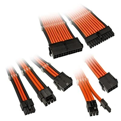 Afbeelding van KOLINK Six Cable Extension Sets Sleeved Kit Contains 24 Pin 4+4 8 and 6+2 PC PCIe Works with 5.0 (Orange)