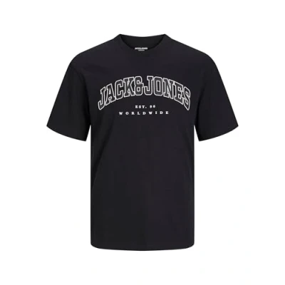 Afbeelding van Jack &amp; Jones Jjecaleb Varsity TEE O NECK Tshirt print, Heren, Maat: 3XL, Black