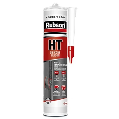 Afbeelding van Rubson HT afdichtstof, silicone, hoge temperatuur, multifunctionele afdichting, afdichtingen voor oven, ketels, schoorsteenleidingen, cartridge 300 ml, rood