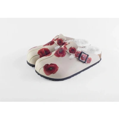 Afbeelding van GOBY Red Flowers Clogs Slippers Hoge kwaliteit Handmade Maat 35