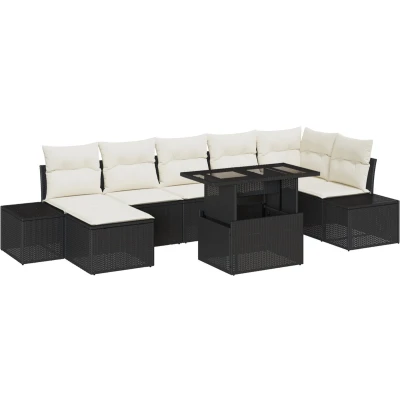 Afbeelding van vidaXL Tuin Sofa Set van 8 Zwart en Crème