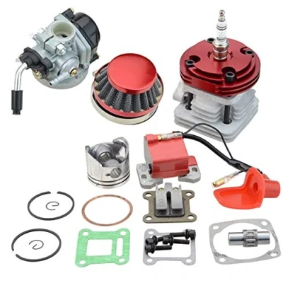 Afbeelding van Carkio Carburator luchtfilter bougieset, 44 mm cilinder, grote boring, 53 cc 54 bougie, L7T, topkit, zuiger voor 47 49 2 takt motor, Pocket Bike, Mini Cacing Bike