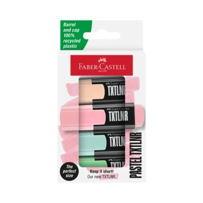 Afbeelding van Tekstmarker Faber Castell TXTLNR mini 4st. pastel in karton etui