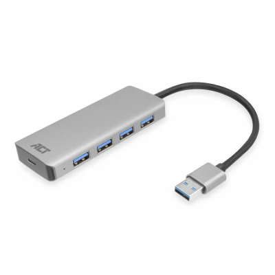 Afbeelding van ACT AC6121 USB A Hub 3.0 4x Zilver Aluminium