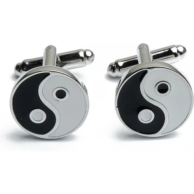 Afbeelding van Manchetknopen Yin Yang Symbool Yoga Teken Wit Zwart