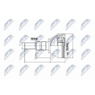 Afbeelding van Homokineet reparatie set, aandrijfas NTY NPZ PL 020