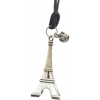 Afbeelding van Lange lederen ketting met hanger Eiffeltoren