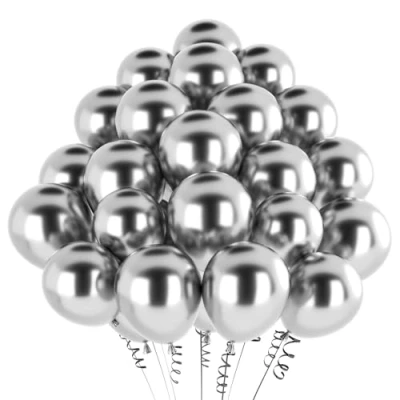Afbeelding van hpnparty ballonnen zilver metallic, 50 stuks 30 cm zilveren ballonnen, heliumballonnen, latex voor verjaardagsdecoratie, babyshower, bruiloftsdecoratie, doopdecoratie, feestdecoratie