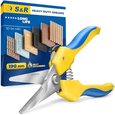 Afbeelding van S&amp;R PROFI Multifunctionele Universele Schaar Roestvrij Staal 190mm (1 5/8&#039;) voor alle materialen met blad 42mm Knippercombinatie Keukenschaar Huishoudelijk