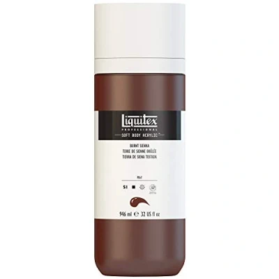 Afbeelding van Liquitex 1946127 Professionele Acrylverf Soft Body Kunstenaarsverf in romig dekkende consistentie, hoge pigmentatie, lichtecht &amp; niet verouderend, 946ml fles Siena Burnt