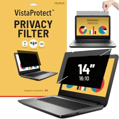 Afbeelding van VistaProtect Premium Privacyfilter en Anti Blauwlichtfilterr, Schermbeschermer voor Laptops &amp; Notebooks (14&quot; Inch 16:10)