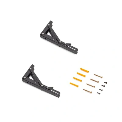 Afbeelding van Emuca Set Opklapbare steunen set, lengte 203mm, maximale belasting 40kg, Staal, Zwart gelakt