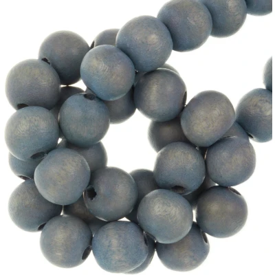 Afbeelding van Houten Kralen Vintage Look (12 mm) Pale Steel Blue (70 stuks)