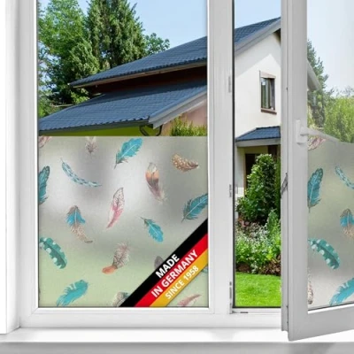 Afbeelding van d c fix Finja Raamfolie, statische premium UV inkijkbescherming, aan beide zijden ondoorzichtig, statisch zelfklevend, folie voor badkamerraam, keuken, glazen deur, melkglasfolie, zichtwerende