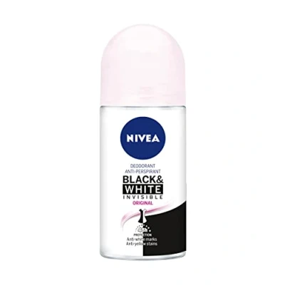 Afbeelding van NIVEA Black &amp; White Invisible Original roll on in verpakking van 6 stuks (6 x 50 ml), anti transpirant voor een zachte huid met geur, deodorant ter bescherming de kleding