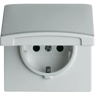 Afbeelding van B J All weather wandcontactdoos+ra met deksel inbouw alpinwit