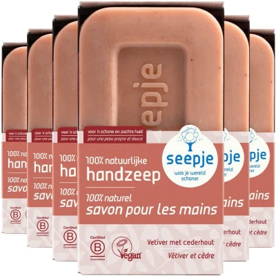 Afbeelding van 6x Seepje Hand en Lichaamszeep Vetiver met Cederhout 120 gr