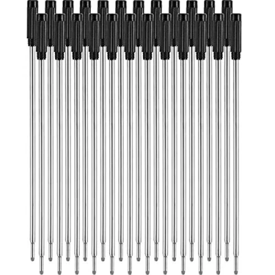 Afbeelding van 24 stuks verwisselbare balpenvullingen glad schrijven 4,5 inch (11,6 cm) en 1 mm medium tip zwart