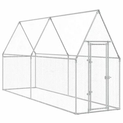 Afbeelding van vidaXL Kippenhok 400x100x190 cm gegalvaniseerd staal zilverkleurig