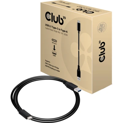 Afbeelding van club3D USB kabel 3.2 Gen1 (USB 3.0 / 3.1 Gen1) C stekker, A stekker 1.00 m Zwart CAC 1523