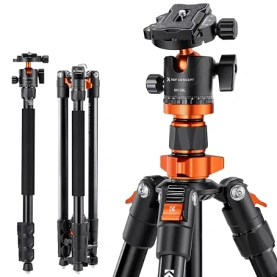 Afbeelding van K&amp;F Concept Camera Statief, 158cm Aluminium Reisstatief met Monopod, Compact Statief Balhoofd en Vrijgaveplaat voor DSLR Canon Nikon Sony K254A1+BH 28L(SA254M1)